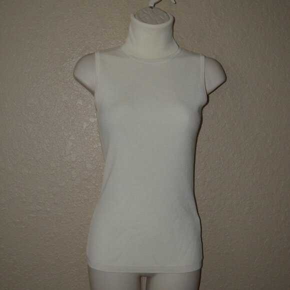 Allude Sweaters - NWOT $225 Sz S Allude Ivory Soft Wool Ribbed Sleeveless Turtleneck Top